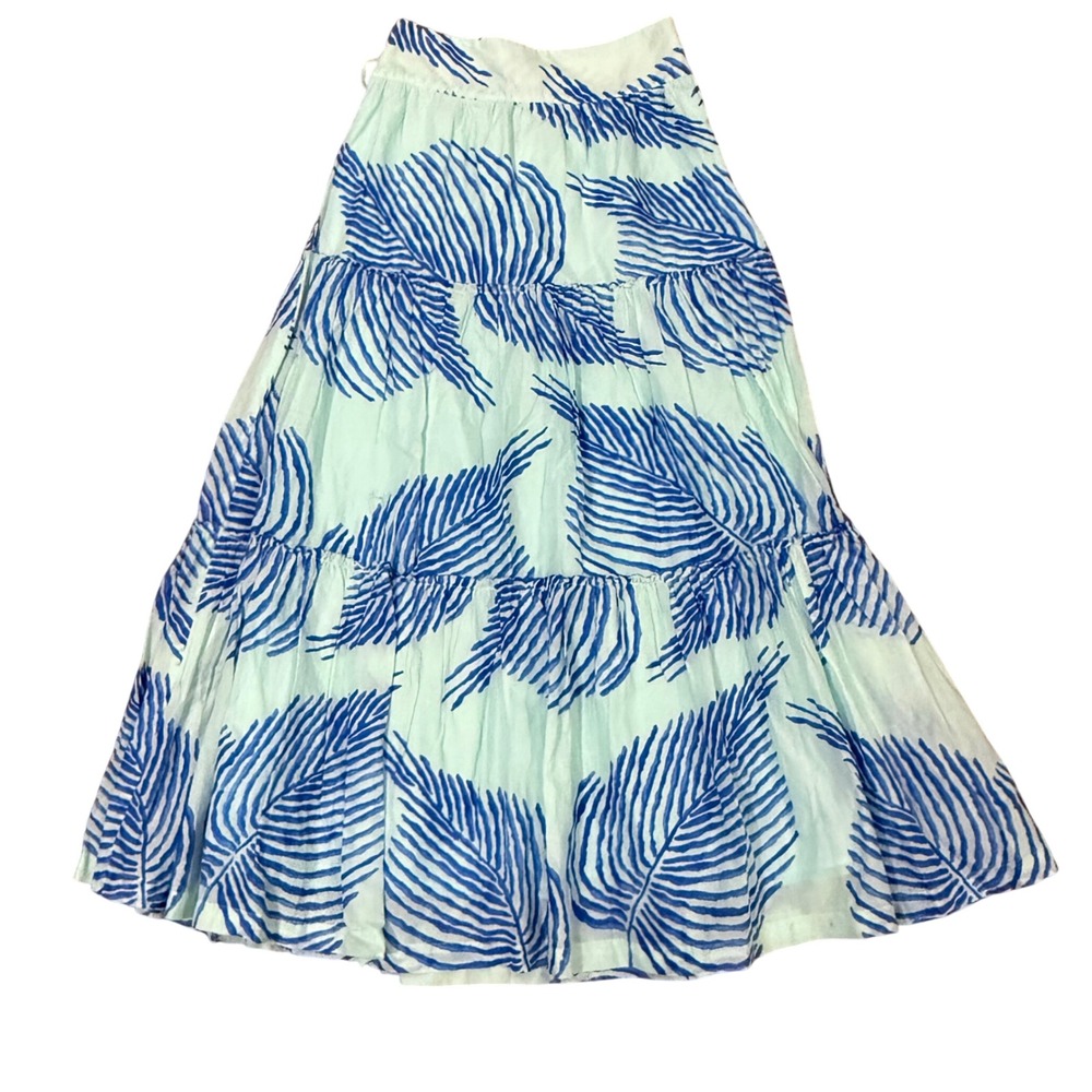 Vineyard Vines Palm Fronds Botanical Print Maxi Skirt Crystal Blue NWT size 2